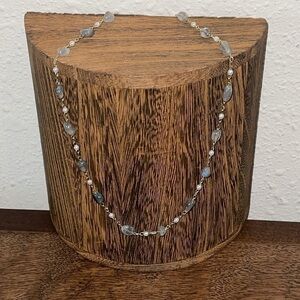 Labradorite Gemstone Gold filled Minimalist Dainty Necklace 16”